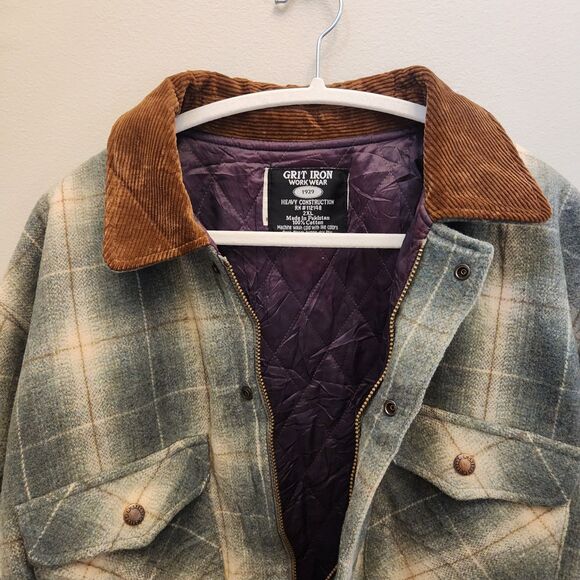 Vtg 70s? McGregor Green Plaid Wool Blend Quilt Lined Jacket Retro Coat Workwear - Picture 2 of 10